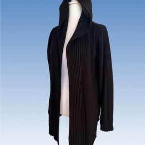 Cyrus Black Hooded Cardigan Sweater Size M